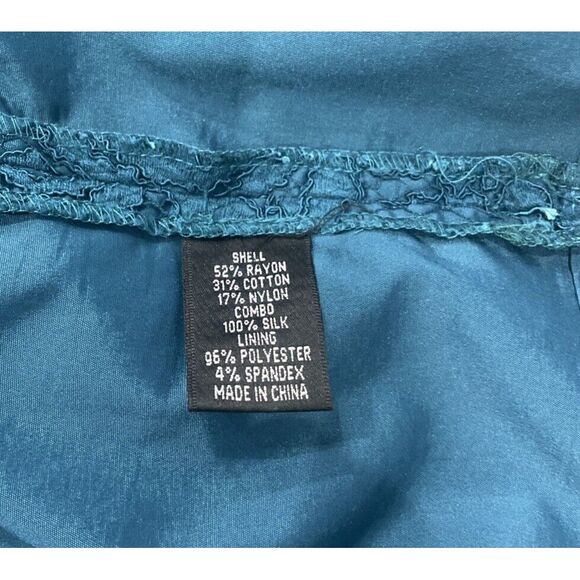 Adrianna Papell Sheath Dress Teal Blue Lace 3/4 Bell Sleeve Wedding Size 4 - Picture 6 of 10